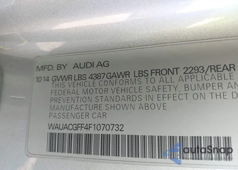 2015 Audi A3 1.8T Premium from USA, damaged, VIN WAUACGFF4F1070732